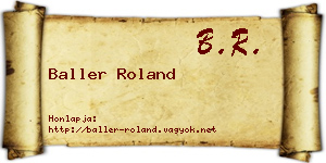 Baller Roland névjegykártya